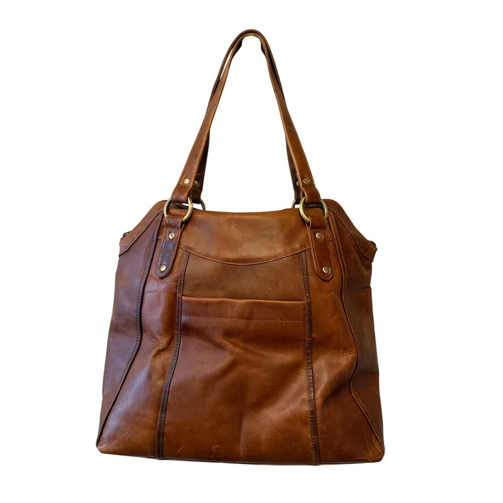 The Leather Company Oversized Leather Tote Bag Whiskey Brown